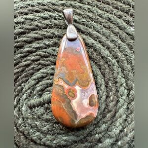 vintage • jasper / sterling silver pendant